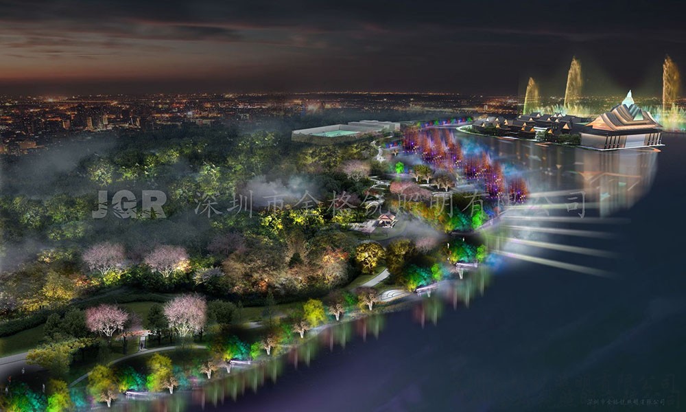 東莞市麻涌鎮華陽湖帶狀公園景觀照明設計方案